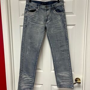 Carbon Black Whiskered Denim Jeans sz 31/32 EUC